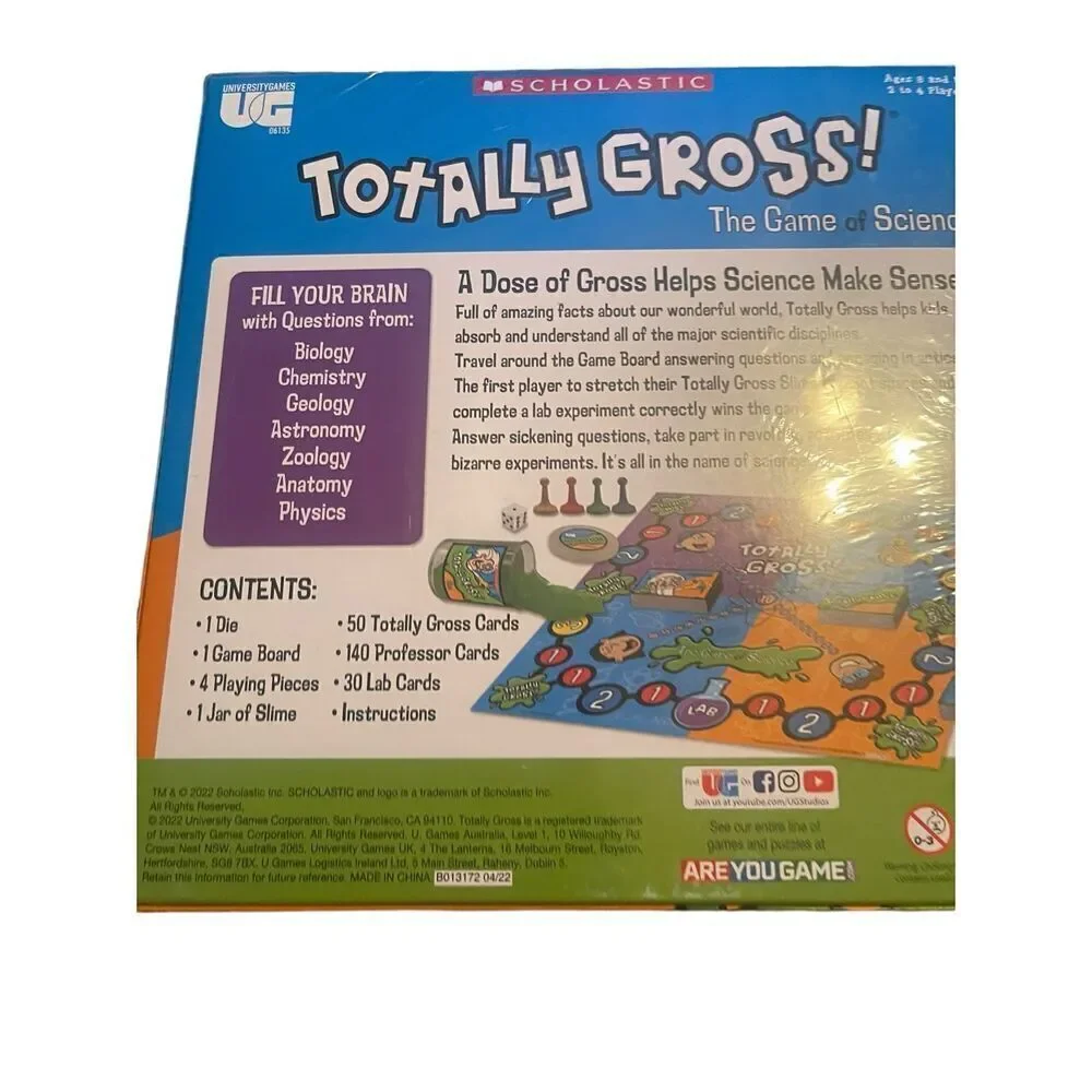NEW University Games Scholastic Totally Gross KidsThe Game Of Science Board Game